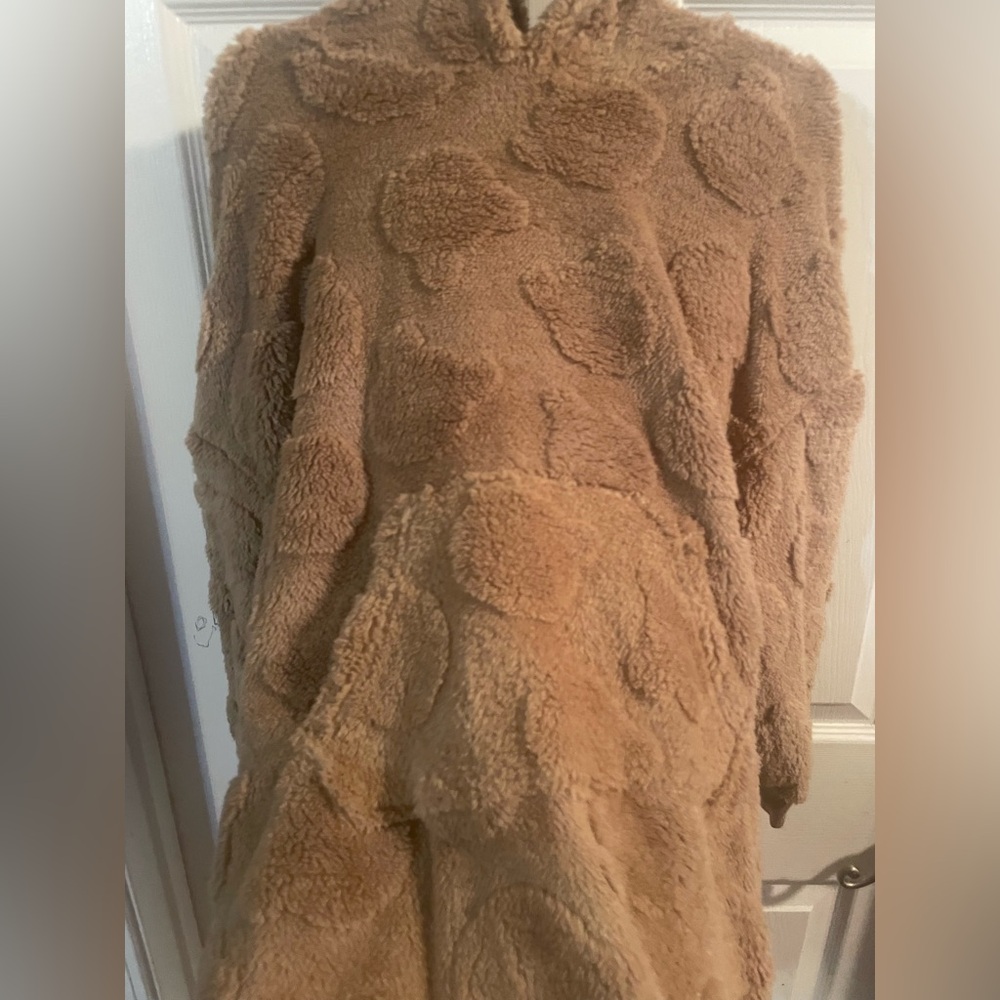 NWT Wonder Nation Sherpa Hoodie L 10-12 Camel Bear Cozy Hooded Sleepwear - Picture 6 of 8